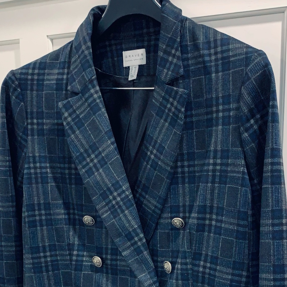 Graver by Susan Graver Blue/Grey/Black Blazer 18W